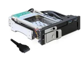 DeLock 5,25&quot; Mobil Rack 1x 2,5&quot; + 1x 3,5&quot; SATA3 HDD-hez + 2x USB3.0 port