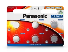 Panasonic CR2016 lithium gombelem - 3V - 6 db/csomag