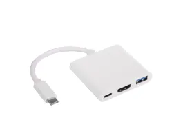 Akyga AK-AD-57 3-portos USB Type-C USB3.0 HDMI hub ezüst-fehér