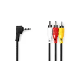 NEDIS Audio Video kábel 3.5mm apa 3x RCA apa Nikkelezett 1.00m Kerek PVC Fekete (CVGP22400BK10)