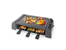 NEDIS Gourmet / Raclette Grill 6 Személy Spatula Homérséklet beállítás Tapadásmentes bevonat Téglalap (FCRA220FBK6)