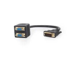 Gembird DVI-I - 2db VGA M/F adapter 0.2m fekete