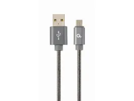 Gembird Premium spiral metal Micro-USB charging and data cable,2m,metallic-grey