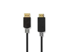 NEDIS (CCBW37100AT10) DisplayPort kábel DisplayPort apa HDMI apa 4K@30Hz Aranyozott 1.0m Kerek PVC Antracit Doboz (CCBW3