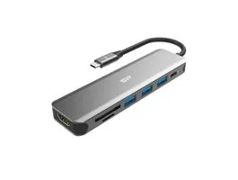 Silicon Power USB HUB - Type-C 7in1 HUB (1db HDMI 1db MicroSD SD kártya 3db USB3.0 1db Type-C ) Fekete