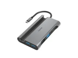 Hama 200102 FIC antracit USB3.1 Type-C 7in1 HUB (USB3.1 HDMI VGA LAN USB Type-C PD)