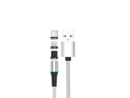 Stansson 1m 3in1mágneses feju microUSB/Type-C/Lightning fonott kábel