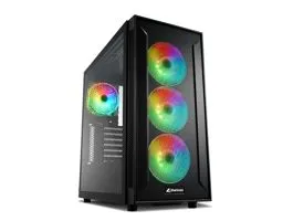 Sharkoon Számítógépház - TG6M RGB (fekete ATX,mATX alsó táp 7x120mm v. 2xUSB3.0 2xUSB2.0 I/O)