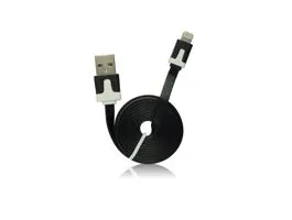 USB - IPHO 5/5C/5S/6/6 Plus/iPAD Mini vékony kábel (fekete) (BS201713)