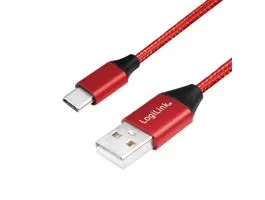 Logilink USB 2.0 Type-C kábel, C/M-USB-A/M, szövet, 0,3 m (CU0147)