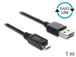 Delock EASY-USB 2.0 -A apa  USB 2.0 micro-B apa kábel, 1 m (83366)