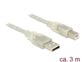 DeLock USB2.0 Type-A male  USB2.0 Type-B male 3m cable Transparent