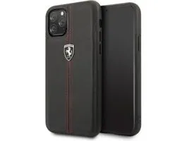 FERRARI GEN iPhone 11 Pro Max függőlegesen csíkozott fekete kemény bőrtok