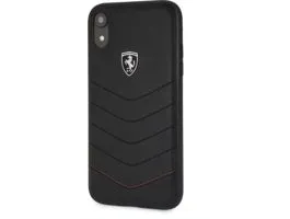 Ferrari Heritage iPhone XR fekete tűzdelt/kemény bőr tok