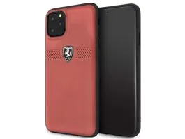 FERRARI Off Track iPhone 11 Pro Max piros szemcsés bőrtok