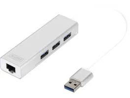 Digitus USB 3.0, 3-ports HUB  Gigabit LAN adapter