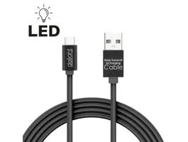 DELIGHT Adatkábel - USB Type-C LED fénnyel fekete - 1 m