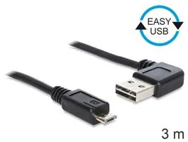 Delock EASY-USB 2.0 -A apa hajlított  USB 2.0 micro-B apa kábel, 3 m (83384)