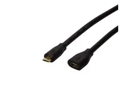 Logilink USB 2.0 kábel, Micro-USB/M - Micro-USB/F, fekete, 3 m (CU0124)