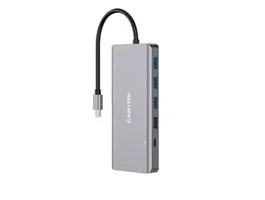 CANYON HUB 13-in-1, USB-C, 3xUSB3.0, 1xUSB2.0, 2xHDMI, VGA, Ethernet, Audio, SD/microSD, szürke - CNS-TDS12