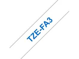 Brother TZe-FA3 textil szalag (12mm) Blue on White - 3m