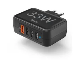 HAMA hálózati töltő adapter 4xUSB bemenettel - 33W - HAMA Charging Station QC3.0- fekete