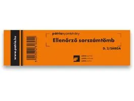 Ellenőrző sorszámtömb 100 lapos 146x40 mm sárga