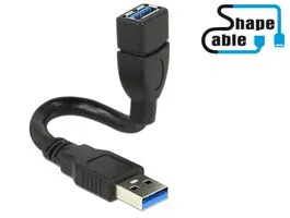 Delock kábel USB 3.0 A apa  USB 3.0 A anya ShapeCable 0,15 m (83713)