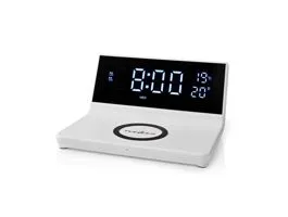 NEDIS Alarm clock wireless charger Qi szabványú 5 / 7.5 / 10 / 15 W USB-A Dugasz 2 Riasztási Idők Szundi funkció (WCACQ2