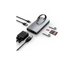 Satechi USB-C On the go adapter (1xUSB-C PD, 1x G.Ethernet,1x 4K HDMI,1x VGA,1x USB-A,1x USB-C, micro/SD) - Space Grey