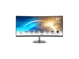 MSI PRO MP341CQ Ívelt Monitor 34&quot; QHD, 3440x1440, 100Hz VA 21:9, 3000:1 CR, 300cd/m2, 4 ms, HDMI, DP, Fekete