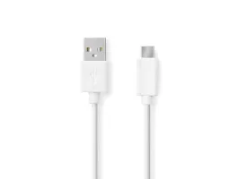 NEDIS USB kábel USB 2.0 USB-A Dugasz USB-C Dugasz 60 W 480 Mbps Nikkelezett 1.00 m Kerek PVC Fehér Doboz (CCGB60600WT10)