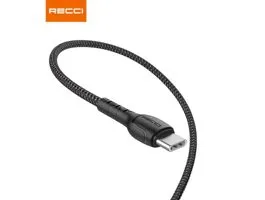 Recci RTC-N16CB 1m Type C - USB textil borítású fekete adat- és töltőkábel