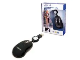 Logilink ID0016 mouse optical USB mini with retractable cable Black