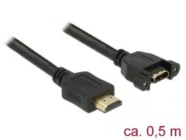 DeLock HDMI-A male  HDMI-A female panel-mount 4K 30 Hz 0.5m Cable