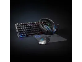 NEDIS Gaming Combo Kit 5-in-1 Billentyűzet, fejhallgató, egér és egérpad Fekete QWERTY ND Kiosztás (GCK51110BKND)