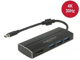 DeLock USB 3.1 Gen 1 Adapter USB Type-C to 3xUSB 3.0 Type-A Hub + 1x HDMI (DP Alt Mode) 4K 30 Hz