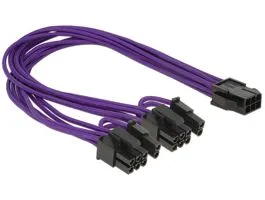 DeLock Power Cable PCI Express 6 pin female  2 x 8 pin male textile shielding Purple