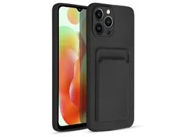 Xiaomi Redmi Note 12 5G/Poco X5 5G szilikon hátlap kártyatartóval - Card Case - fekete