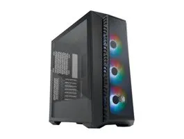 COOLER MASTER Ház Midi ATX MasterBox 520 + 3db Ventilátor + HUB, Tápegység nélkül, Üvegfalú, fekete