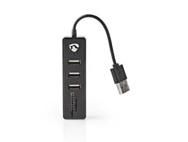 NEDIS USB hub USB-A Dugasz USB-A Aljzat 3-Port port(s) USB-áramellátású SD  MicroSD / 3x USB (UHUBCU2340BK)