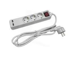 Entac ELOSZTÓ 3 FOGLALAT KAPCSOLÓVAL 3M 3G1,5 2 USB (ESE1.5G3-3-SW-USB)