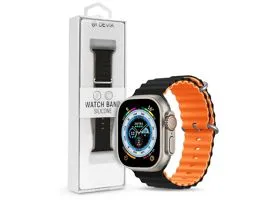 Apple Watch szilikon sport szíj - Deluxe Series Sport6 Silicone Two-tone Watch Band - 38/40/41 mm - fekete/narancs