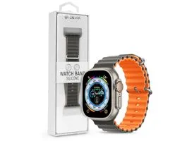 Apple Watch szilikon sport szíj - Deluxe Series Sport6 Silicone Two-tone Watch Band - 38/40/41 mm - szürke/sárga