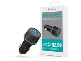 Devia szivargyújtó töltő adapter USB + Type-C bemenettel - 52,5W - Devia ExtremeSpeed Series Quick Car Charger PD 30W +