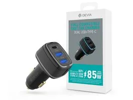 Devia szivargyújtós töltő adapter 2xUSB + Type-C bemenettel - 85W - Devia    Extreme Speed Dual USB + Type-C Full Compat