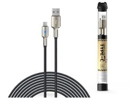 Devia USB - USB Type-C adat- és töltőkábel 1 m-es vezetékkel - Devia Tube Mars Series Cable With Type-C - 5V/2,1A - feke