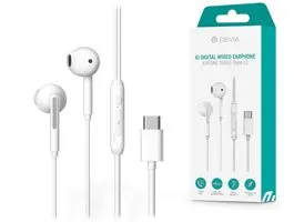 Devia univerzális sztereó felvevős fülhallgató - Type-C - Devia Kintone Series A1 Digital Wired Earphone - fehér