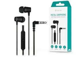 Devia univerzális sztereó felvevős fülhallgató - 3,5 mm jack - Devia Kintone  Series Metal Earphone - fekete