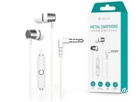 Devia univerzális sztereó felvevős fülhallgató - 3,5 mm jack - Devia Kintone Series Metal Earphone - fehér